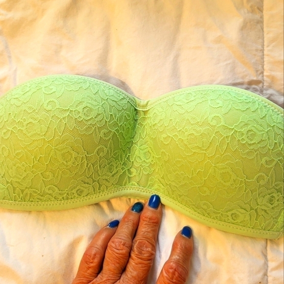 PINK Victoria Secret mint green Lace Bandeau XS-TP strapless - Picture 2 of 9